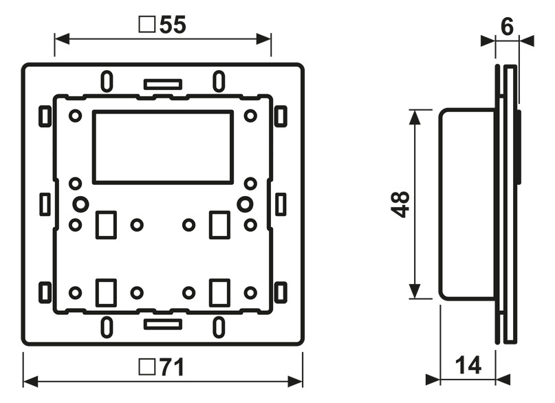 Bedienelement KNX UP LS Kst sw UP Manuelle Sollwertverstellung Status-LED