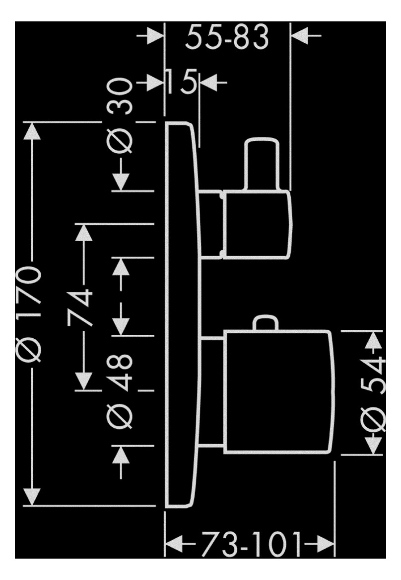hansgrohe Fertigmontageset Axor Uno UP-Thermostat, mit Ab- und Umstellventil, chrom