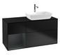 V&B Waschtisch-Unterschrank Finion 120cm, Abdeckplatte black matt, Regal Midnight matt lacquer, Black matt lacquer