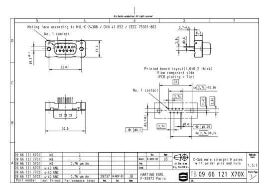 HART D-SUB-STIFTLEISTE       09661216701 