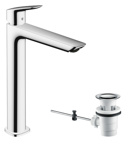hansgrohe Waschtisch-Einhebelmischer 240 Fine Logis mit Zugstangen-Ablaufgarnitur, chrom