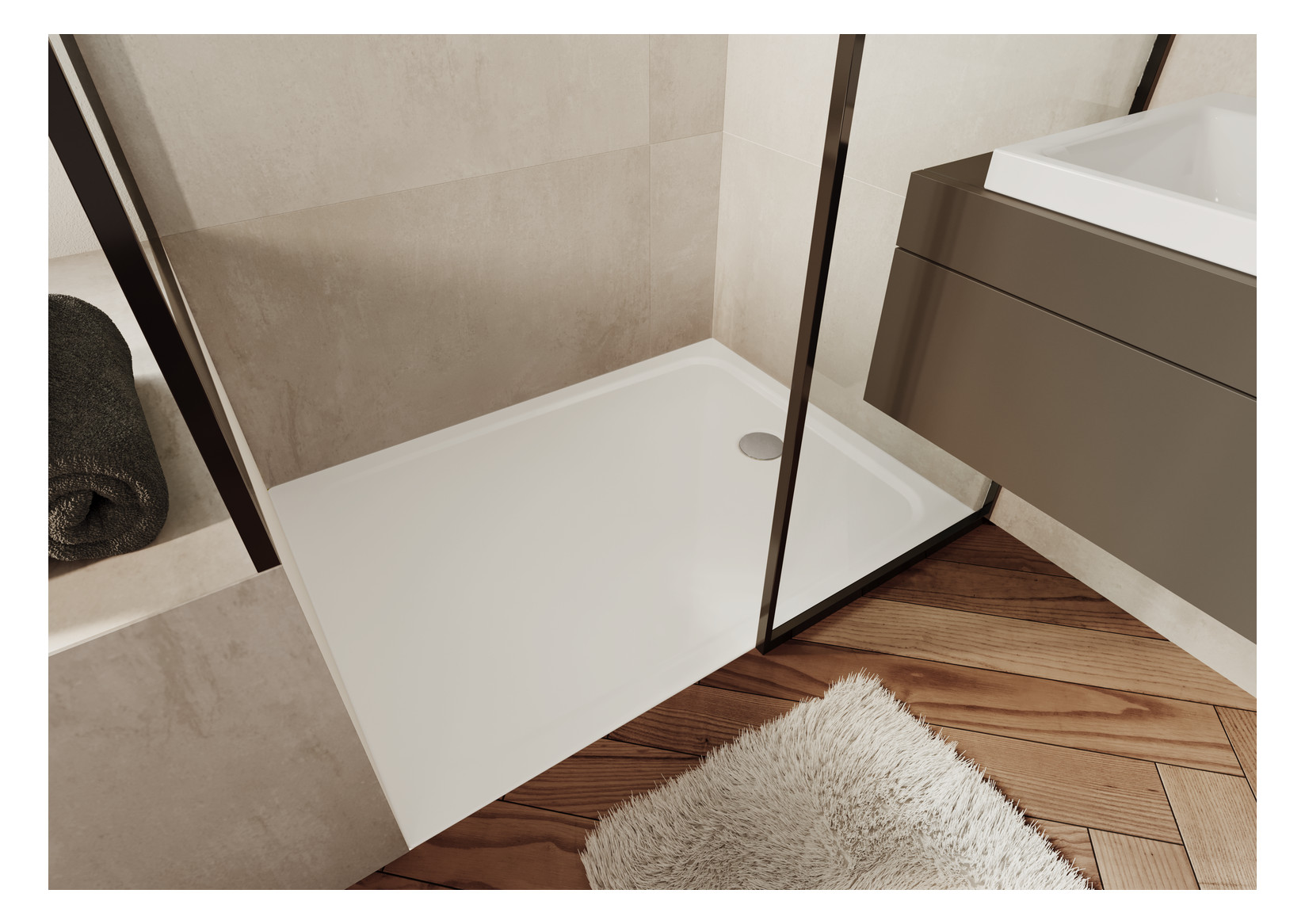 Kaldewei Duschwanne CAYONOPLAN 2262-1 80x120x1,8cm, Secure Plus, schwarz matt 100