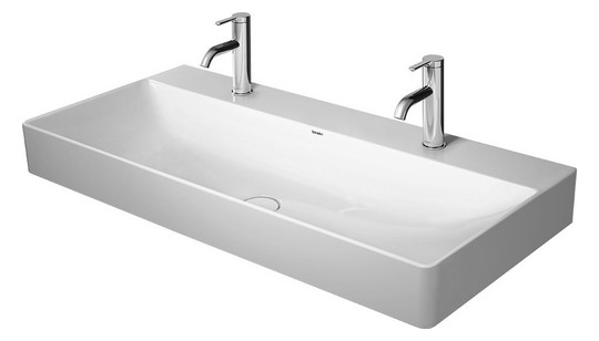 Duravit Möbel-Waschtisch geschliffen DuraSquare 100x47cm, ohne Überlauf, mit Hahnlochbank, 2 Hahnlöcher, weiß Duravit Möbel-Waschtisch geschliffen DuraSquare 100x47cm, ohne Überlauf, mit Hahnlochbank, 2 Hahnlöcher, weiß
