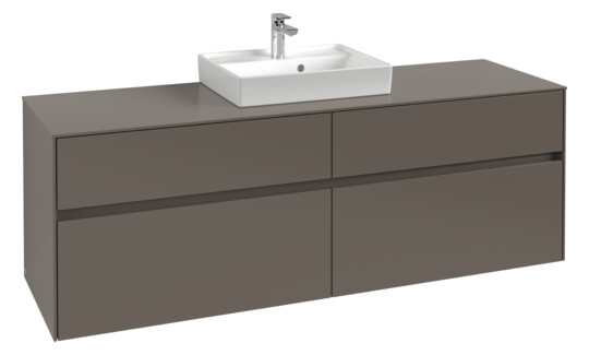 V&B Waschtischunterschrank Collaro 160x54,8x50cm, Waschtisch mittig, white wood