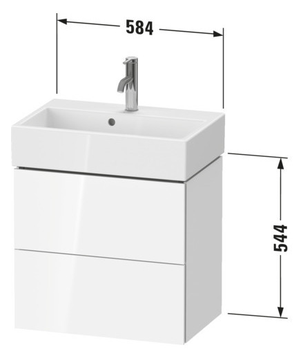 Duravit Waschtisch-Unterschrank Compact L-Cube 58,4x39,1x54,4cm, 2 Schubkästen, wandhängend, dolomiti grey Hochglanz