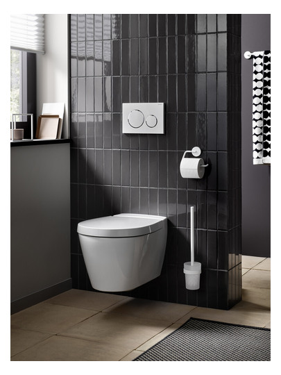 EMCO WC-Bürstengarnitur Round chrom, Wandmodell, Behälter Kristallglas satiniert
