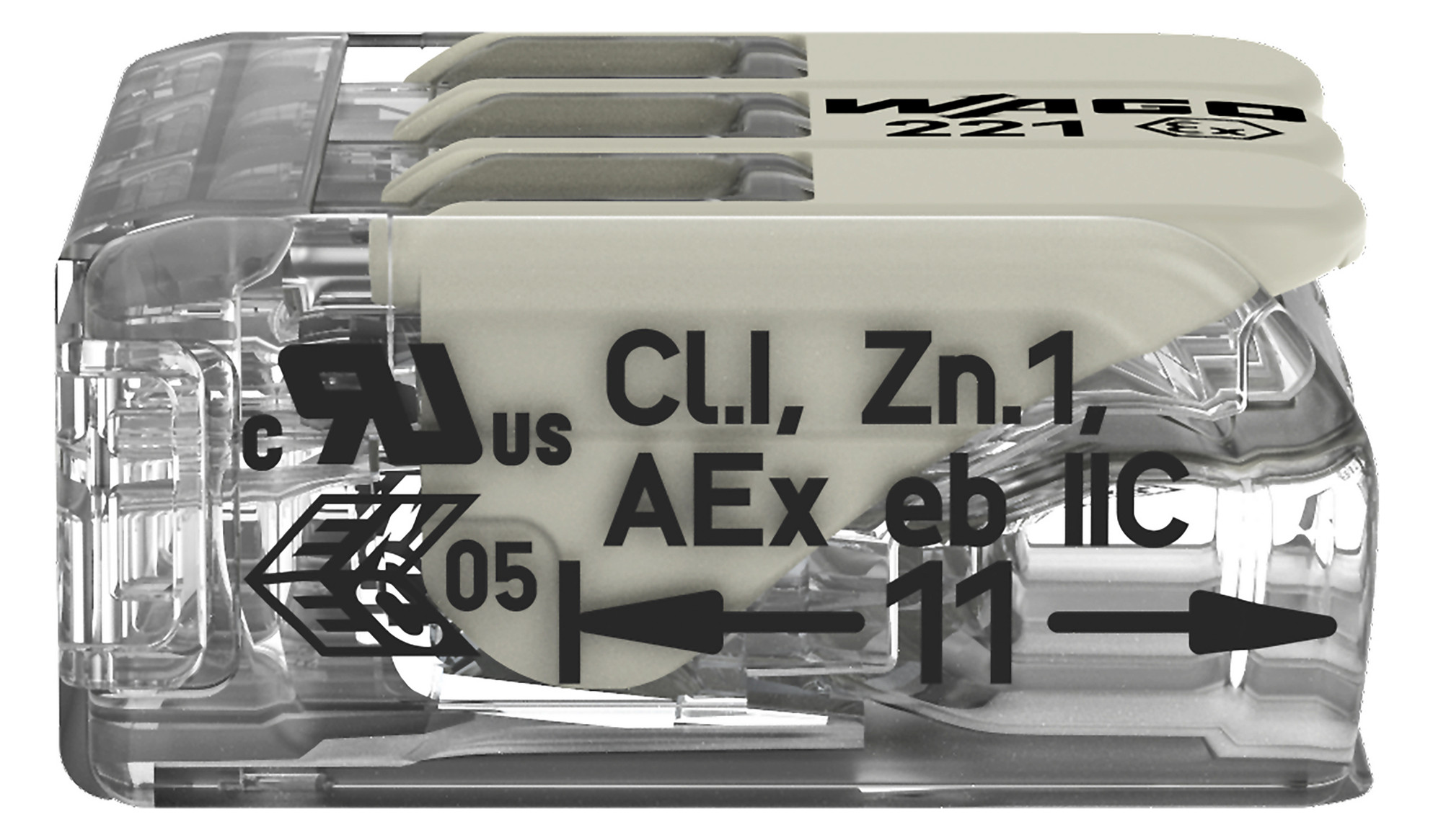 Steckklemme 3f 450V 32A Serie 221 0,14-4qmm m.BetätiHebel f.Massivleiter