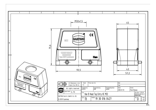 HART Tüllengehäuse M32       19300160427 