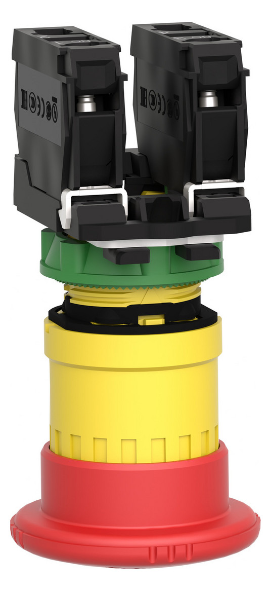 Not-Aus Taster EB IP66 Dreh 1S 1Ö Einb Ø22,5mm Schraub