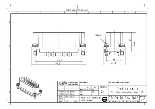 HART Stifteinsatz 14-polig   09700142613 