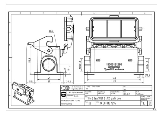 HART Sockelgehäuse 2xM25     19300161296 