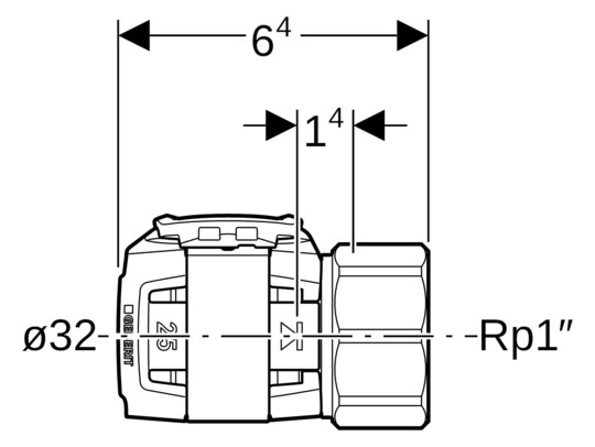 Geberit Übergang FlowFit Ø 32 mm, Rp 1, mit Innengewinde