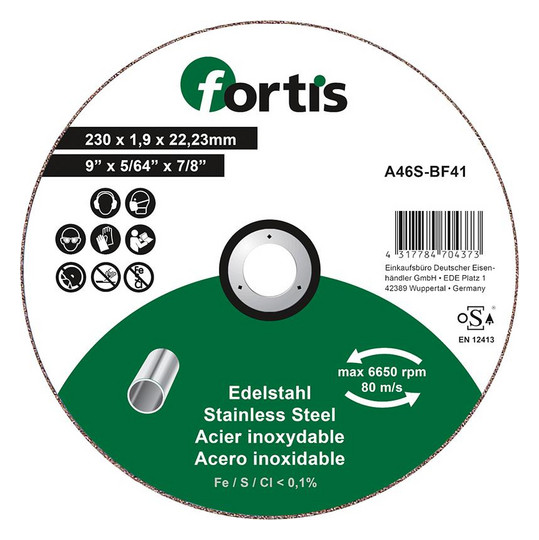 fortis-Trennscheibe Edelstahl, gerade - 230x1,9mm
