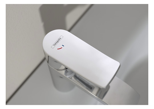 hansgrohe Waschtisch-Einhebelmischer 110 Metris CoolStart mit Zugstangen-Ablaufgarnitur, Kaltwasser in Mittelstellung, chrom