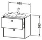 Duravit Waschtisch-Unterschrank Brioso Compact 62 x 38,9 cm, chrom/Leinen, 2 Schubkästen, wandhängend