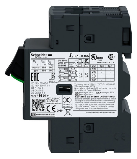 Motorschutzschalter 3p 1-1,6A 1,6A/Iu 690V Einb Festeinbau IP20