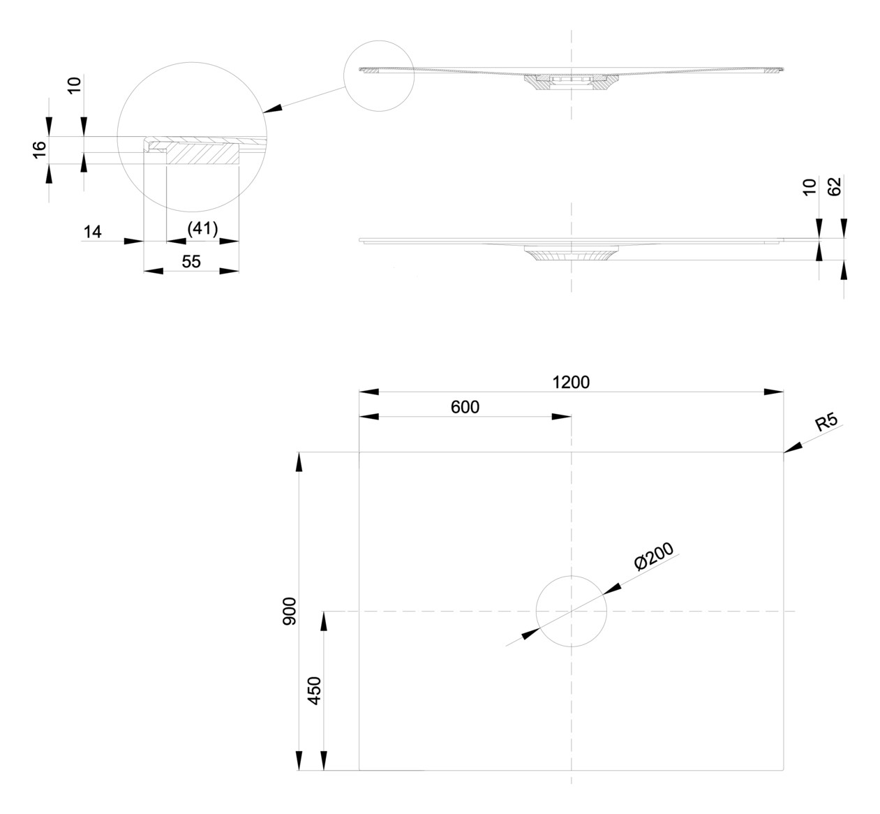 Bette Duschfliese Antirutsch Pro BetteAir 1200 x 900 mm, pergamon, Rechteck, glasierter Titan-Stahl, mit Minimum-Täger