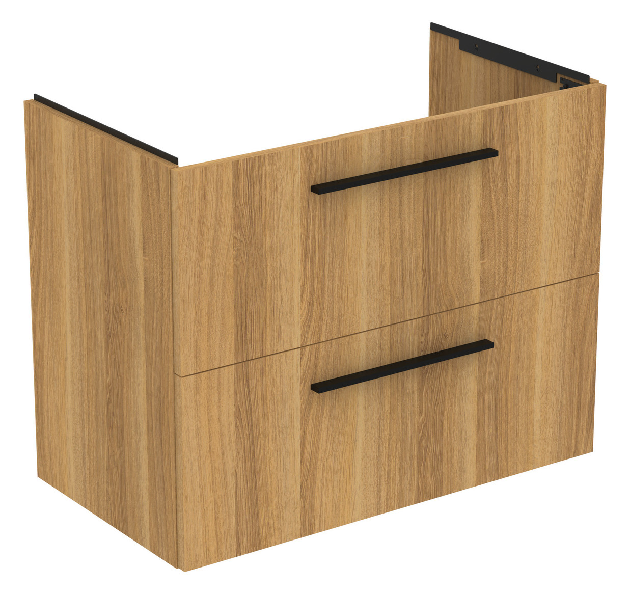 Ideal-Standard Möbelwaschtisch-Paket i.life A 84x46x64,5cm, 1 Hahnloch, Griff schwarz matt, Eiche natur