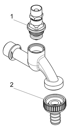 Schlösser Auslaufventil 1733 DN 15, 1/2", mit Schlauchverschraubung, Steckschlüssel-Oberteil, matt verchromt