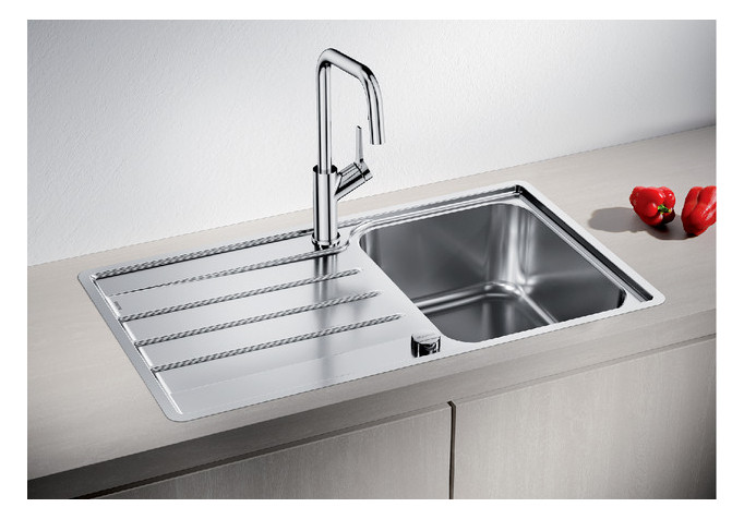 Blanco Spüle LEMIS 45 S-IF 86 x 50 cm, Edelstahl Bürstfinish, reversibel, mit Ablauffernbedienung