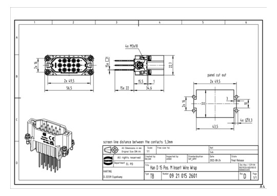 HART HARTING WICKELANSCHLUSS 09210152601 