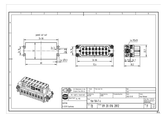 HART Buchseneinsatz 16polig  09200162812 