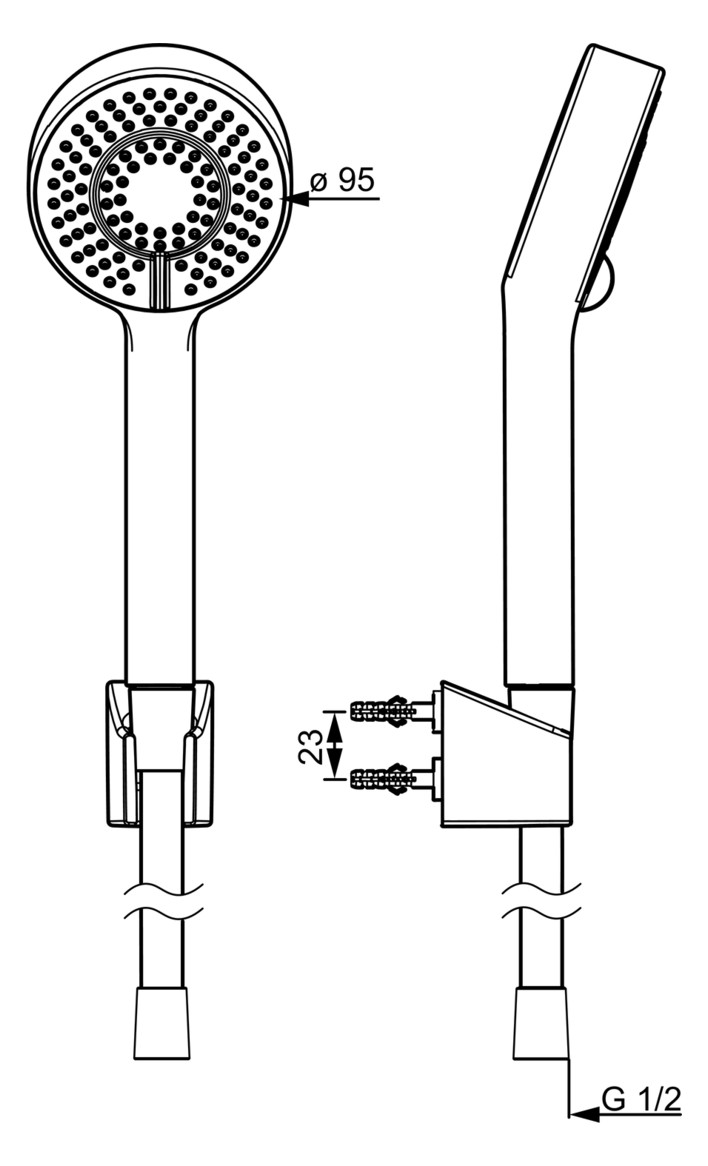 HANSA Wannenbrause-Set HANSABASICJET G 1/2, 3-strahlig, Wandmontage, chrom