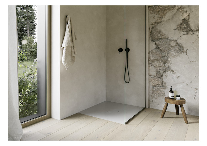 Bette Duschfliese BetteAir 1000 x 1000 mm, silver, Rechteck, glasierter Titan-Stahl, mit Minimum-Täger