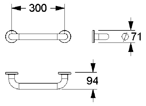 Normbau Haltegriff Nylon Care 300 mm, weiß