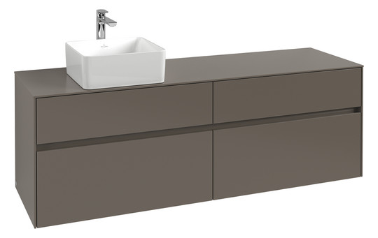 V&B Waschtischunterschrank Collaro 160x54,8x50cm, Waschtisch links, LED-Beleuchtung 12W, glossy white