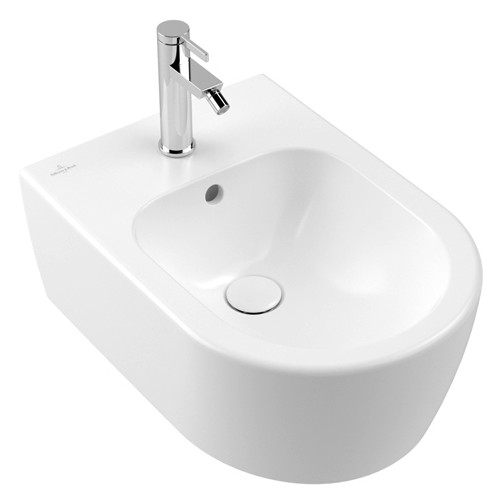 V&B Wand-Bidet AVENTO 37 x 53 cm, 1 Hahnloch, mit Überlauf, stone white C-plus