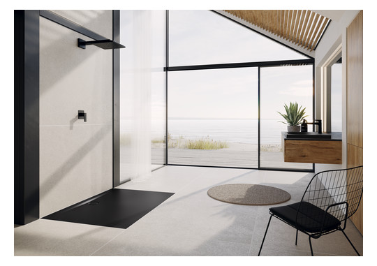 Kaldewei Duschwanne SUPERPLAN ZERO 1510-5 70x70cm, Wannenträger extraflach, schwarz matt 100