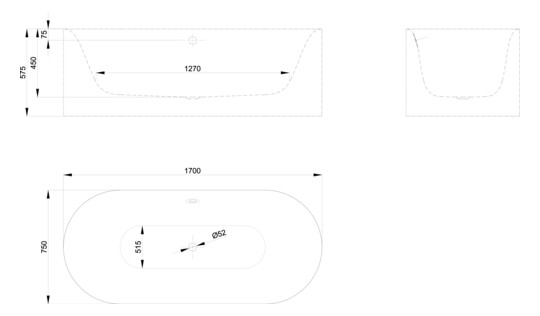 Badewanne BetteLux Oval Silouette-3465 violett, 170x75x45cm, freistehend