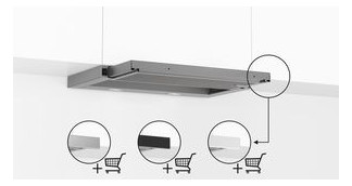 Dunstabzugshaube Flschirm 600mm si B LED 67dB 389cbm/h Ø120-150mm 3st Abl/Uml