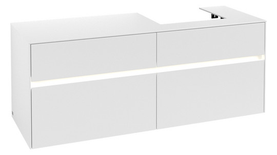 V&B Waschtischunterschrank Collaro 140x54,8x50cm, Waschtisch rechts, LED-Beleuchtung 10,4W, white matt