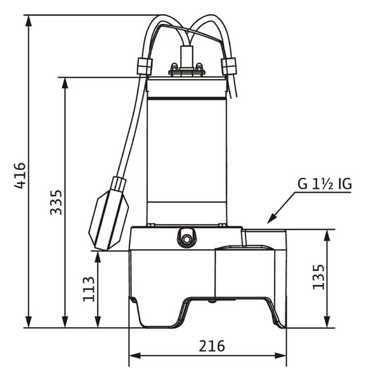 Wilo Abwasser-Tauchmotorpumpe Rexa MINI3 V04.09/T05-540/O-5M, 0,5 kW, 5 m Kabel