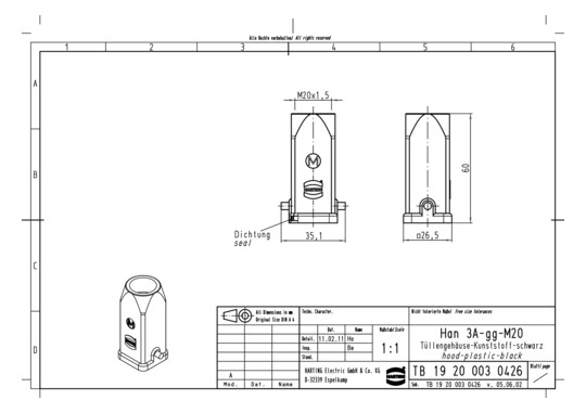 HART Han 3A-gg-M20-sw + gekl 19200030426 