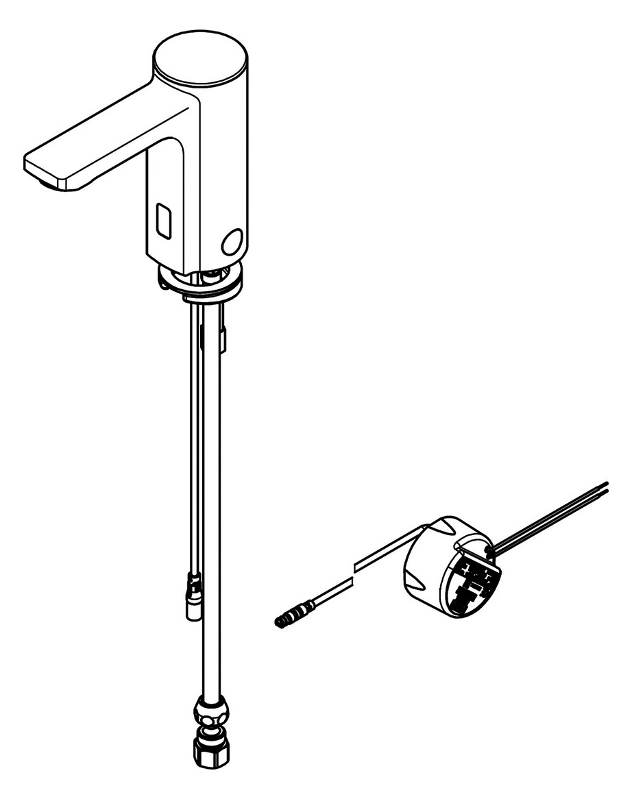 AR Standventil, F5, elek., o. Mischung, 5l, Rohr, UP-Netzteil 230 VAC