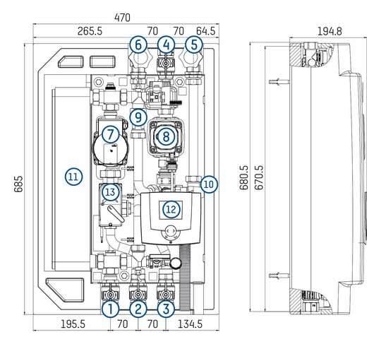 TACONOVA Frischwasserstation Rp 1"/3/4", X, ohne Zirkulationspumpe
