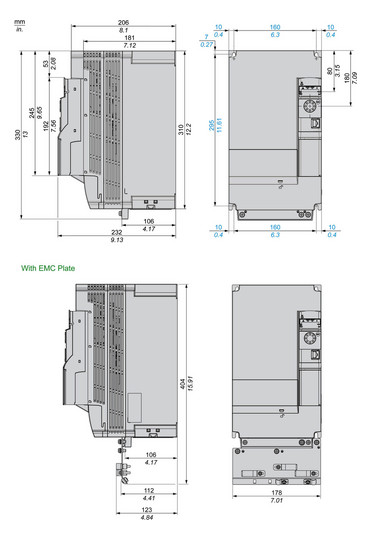 Frequenzumrichter lin=15k 380-500V E3ph A3ph 599Hz 50/60Hz IP20 5%F 10%V