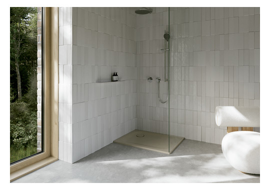 Duschwanne BetteUltra 8750 90x80x2,5cm, Antirutsch/Pro, Mini-Wannenträger, beige