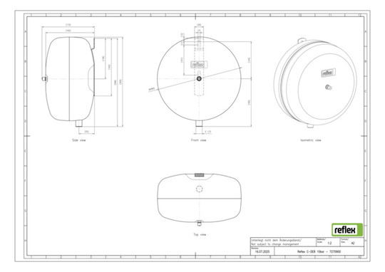 Reflex Membran-Druckausdehnungsgefäß Refix C-DE 8, 10 bar/70 °C, G 1/2, blau