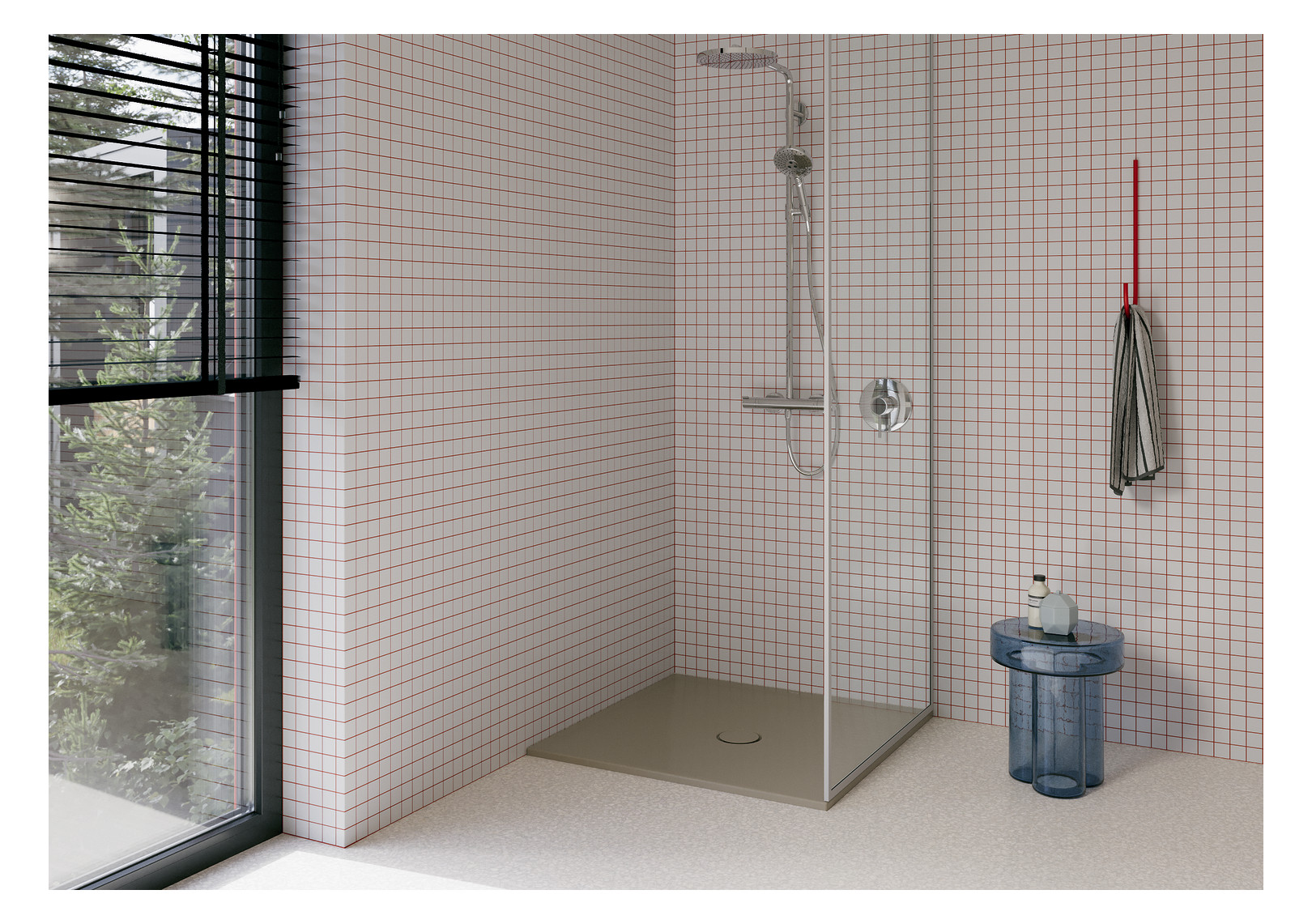 Duschfläche BetteFloor 5831 80x80cm, Antirutsch/Pro, Mini-Wannenträger, cashmere