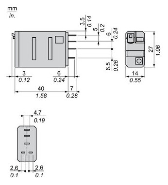 Schaltrelais 230V/AC 1W IP40 14x27x50mm Steckanschl