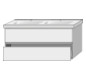 SA Waschtischunterbau mit Auszügen Solo One (PS033) 551x1210x450 Weiß-Glanz