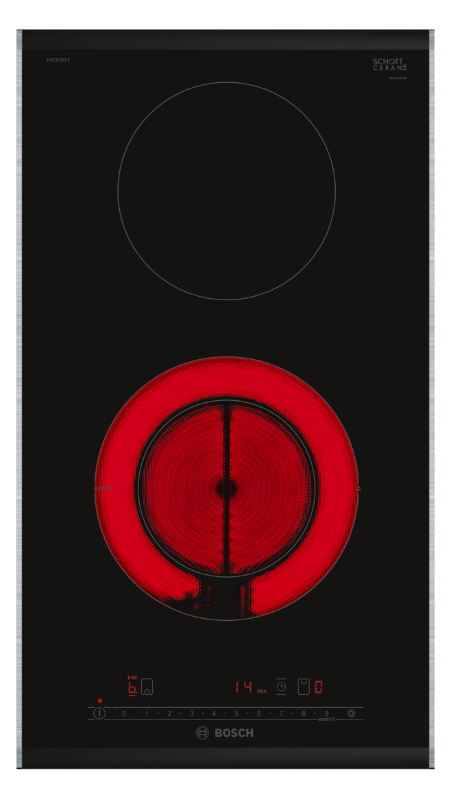 Glaskeramikfeld autark Alu Zweikreisz 306x527mm