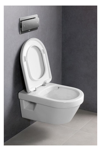 V&B Combi-Pack-Wand-Tiefspüler DirectFlush Architectura 37x53cm, oval, spülrandlos, wandhängend, waagerecht, mit WC-Sitz, weiß C-plus