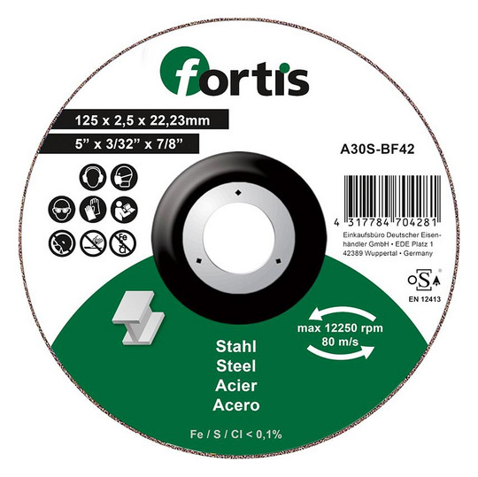 fortis-Trennscheibe Stahl, gekröpft - 125x2,5mm