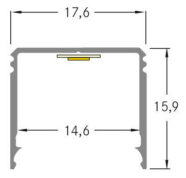 Anbauprofil alu Alu 3000x17,6x15,9mm
