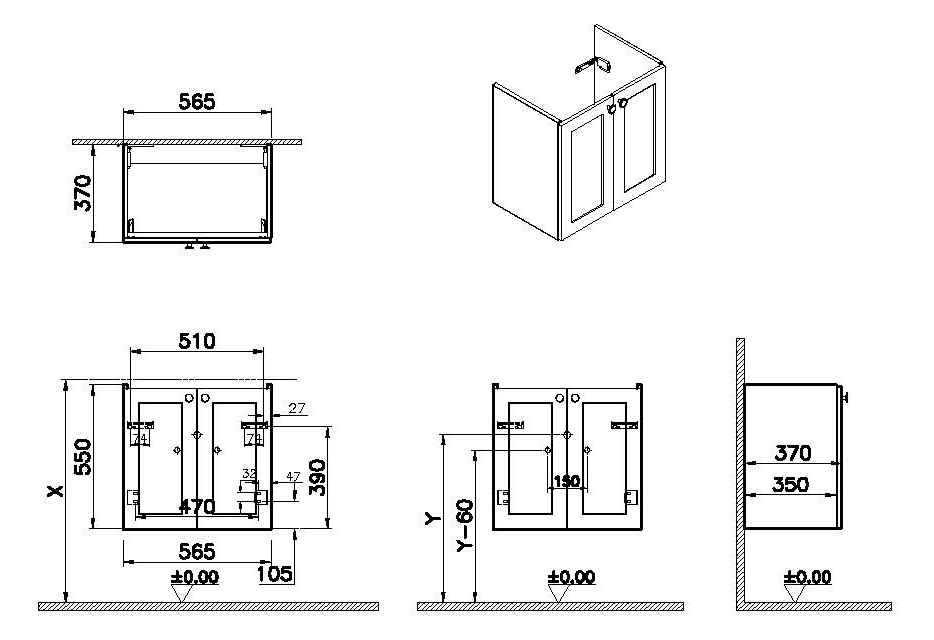 VitrA Bad Waschtisch-Unterschrank Root Classic Compact 56,5x37x55cm, 2 Türen, Korpus Graphit Matt VitrA Bad Waschtisch-Unterschrank Root Classic Compact 56,5x37x55cm, 2 Türen, Korpus Graphit Matt